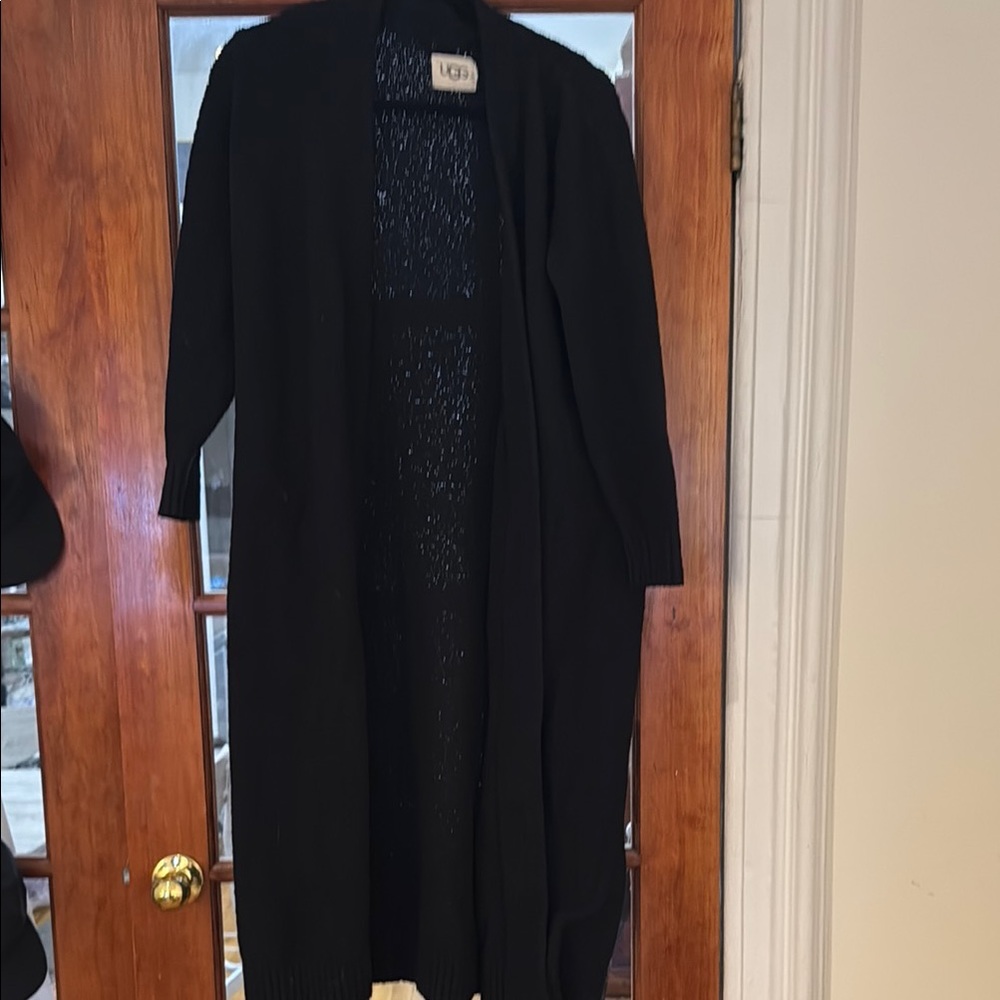 UGG Black Cardigan Sweater with Textured Knit